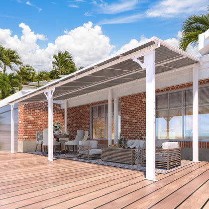 YODOLLA 20'x8' Wall Mounted Gazebos Pergola, White