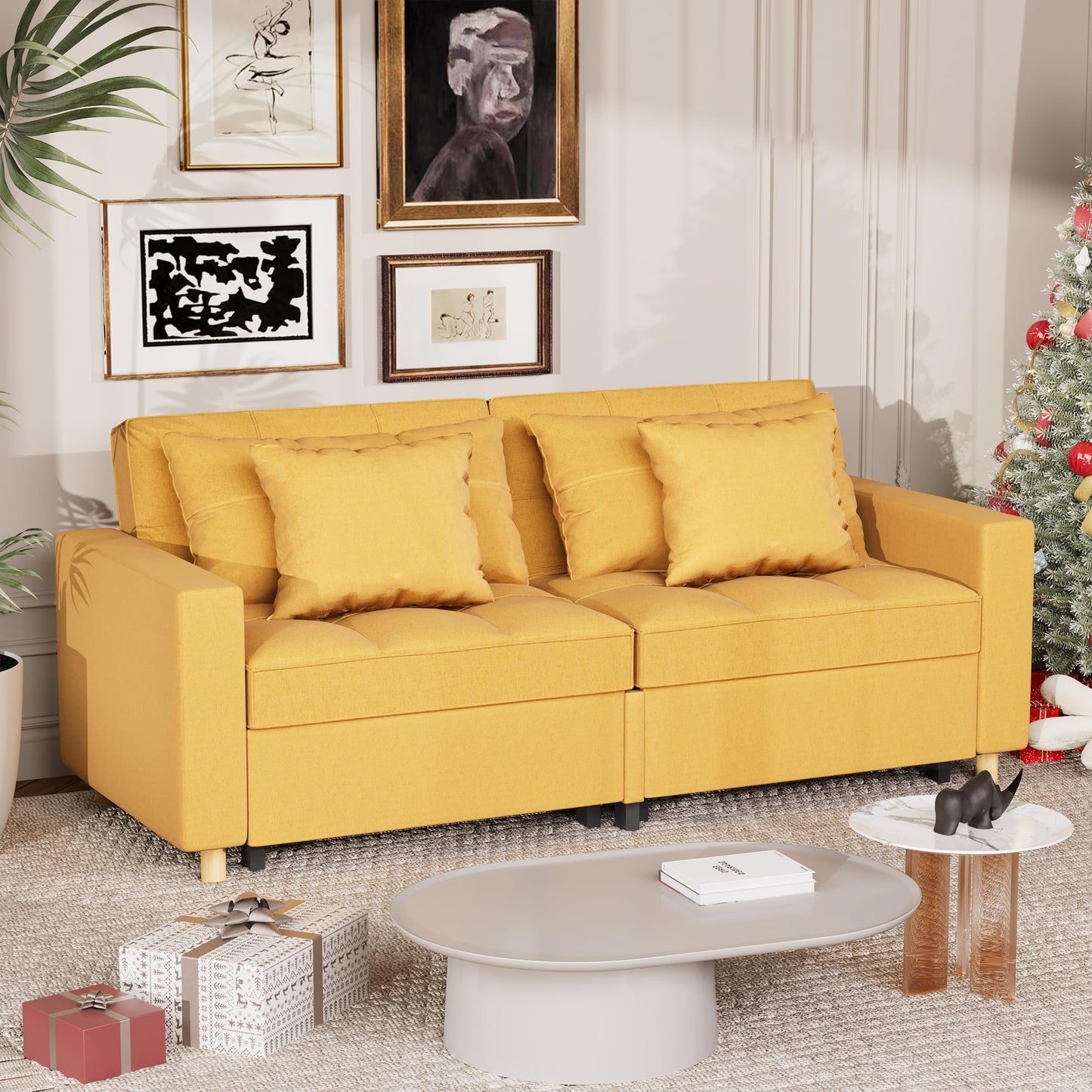 YODOLLA Comfortable 3-1 Convertible Sofa Bed,Yellow