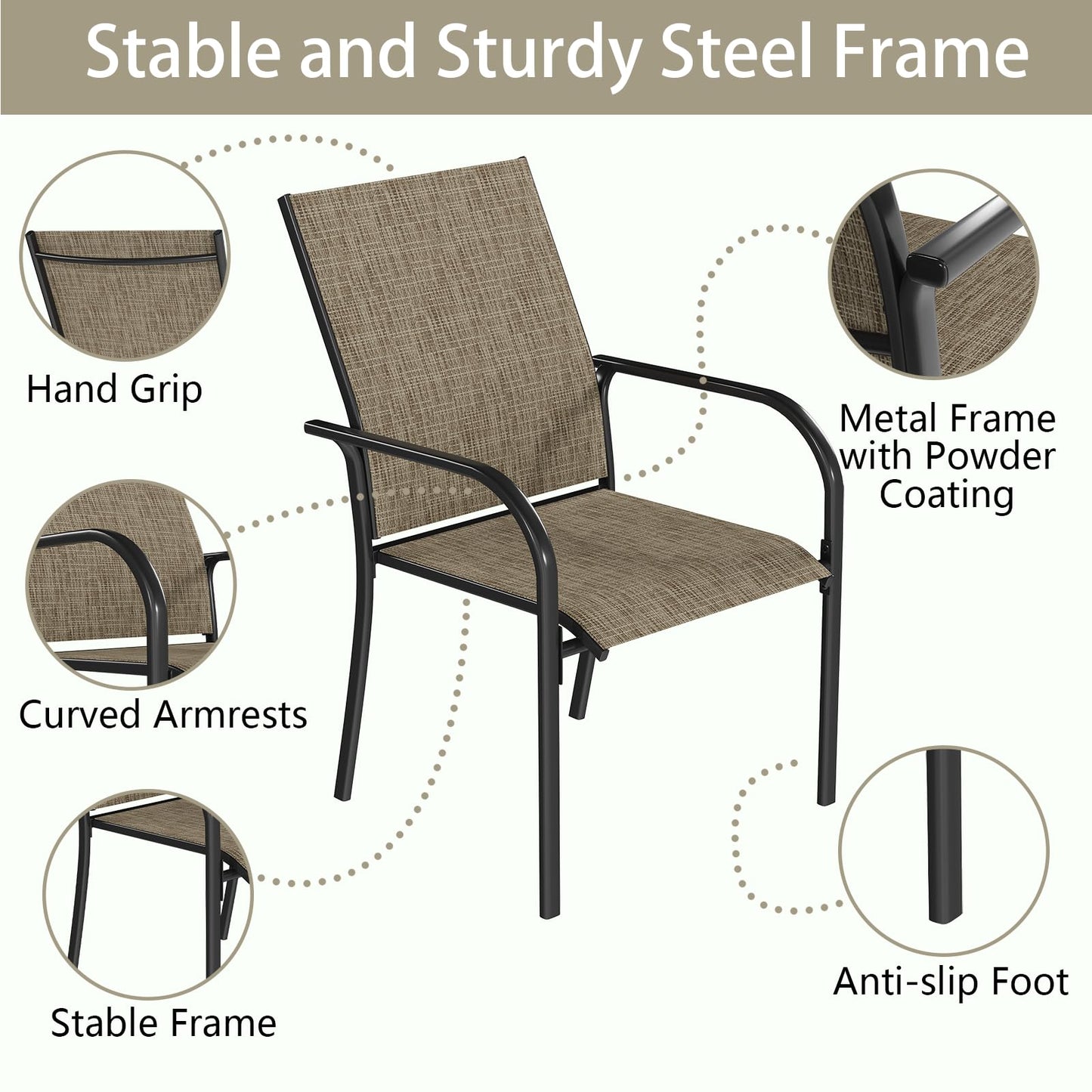 YODOLLA Patio Dining Chairs Set for 4, Stackable Textilene Patio Chairs