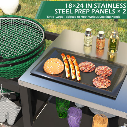 YODOLLA 69.7" Outdoor Grill Table Stainless Steel Grill Cart