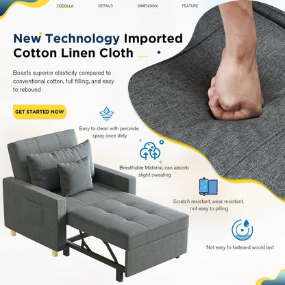 YODOLLA 36" Convertible Chair Bed, Dark Gray