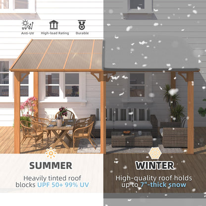 YODOLLA 14' x 10' Wood Grain Hard Top Lean to Gazebo Pergola