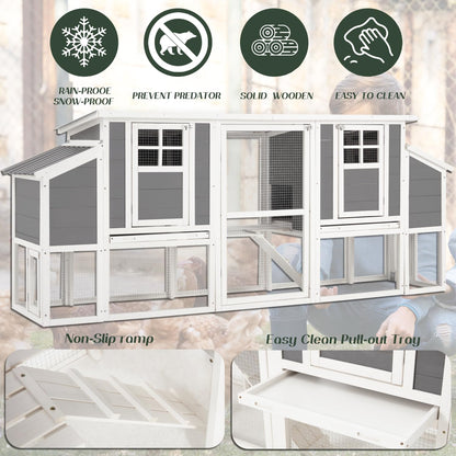 YODOLLA 98'' Extra Large Chicken Coop with Run, Wood Chicken House with 4 Nesting Boxes for 6-8 Chickens