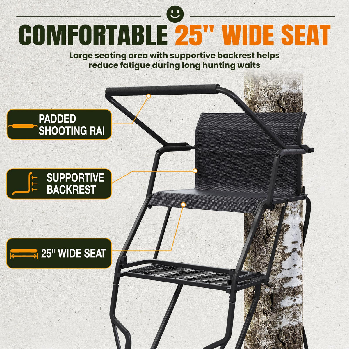 YODOLLA Ladder/Hang-on Tree Stand, Heavy-Duty Portable Steel Hunting Tree Stand