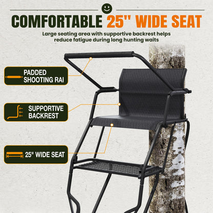 YODOLLA Ladder/Hang-on Tree Stand, Heavy-Duty Portable Steel Hunting Tree Stand