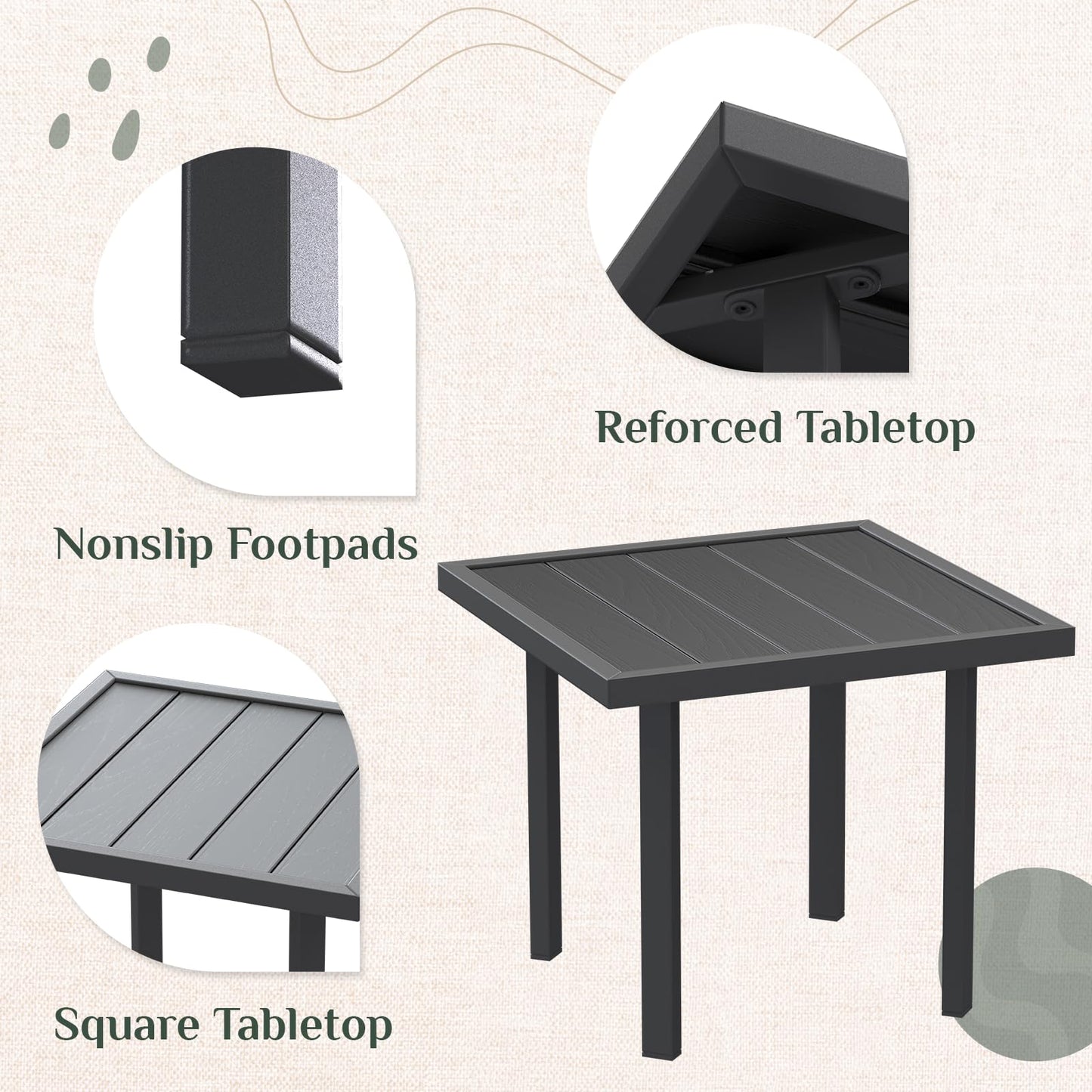 YODOLLA 4PCS Outdoor Dining Set, Metal Frame Patio