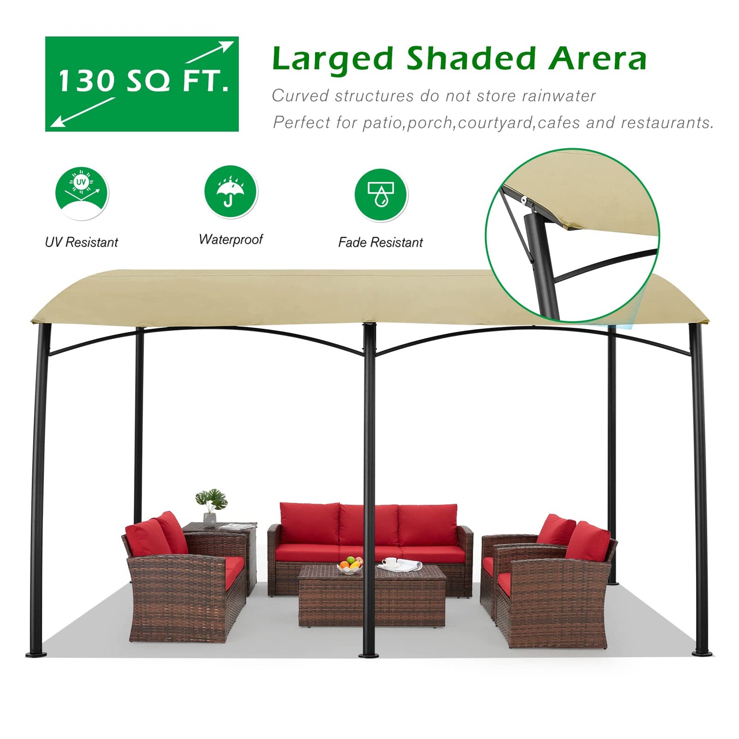 YODOLLA 13x10 Beige Pergola Awning