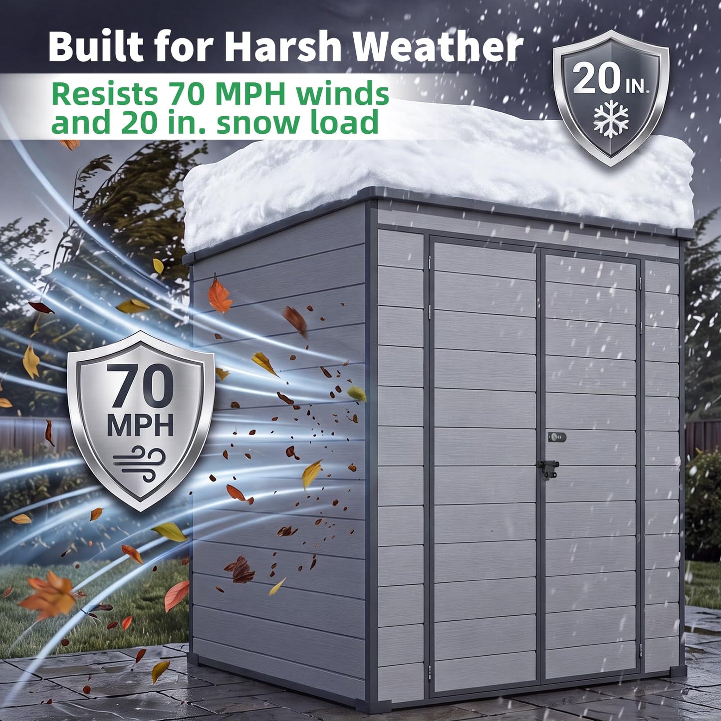 YODOLLA 4'x6' Resin Outdoor Storage Shed, Lean to Plastic Shed with Base