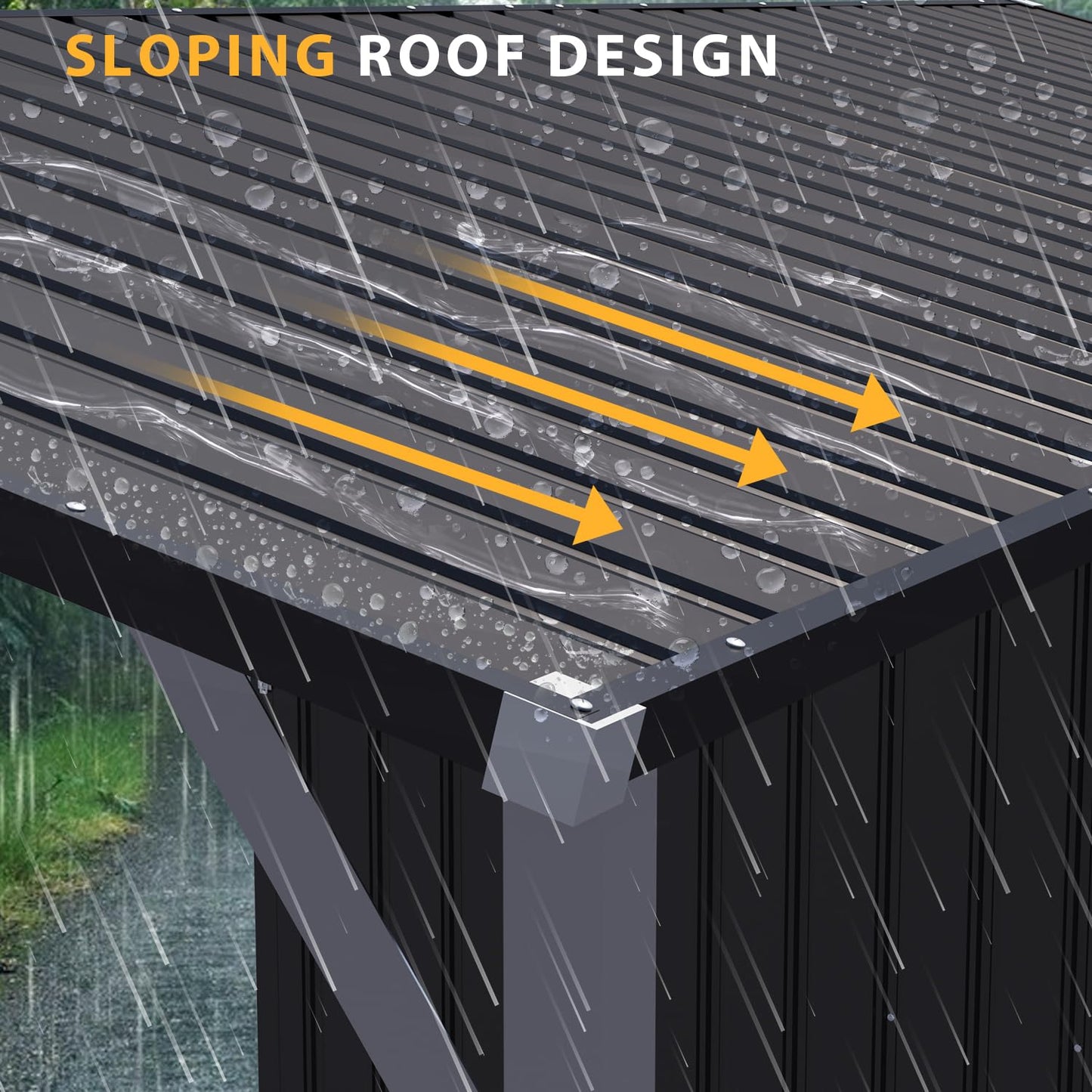 YODOLLA 14' x 5' Outdoor Open-Sided Metal Storage Shed