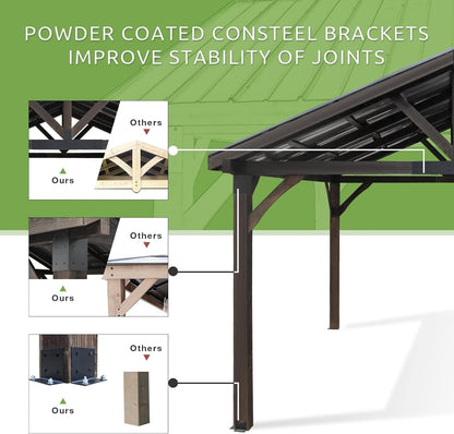 YODOLLA 12x14 Hip Roof Polycarbonate Pergola