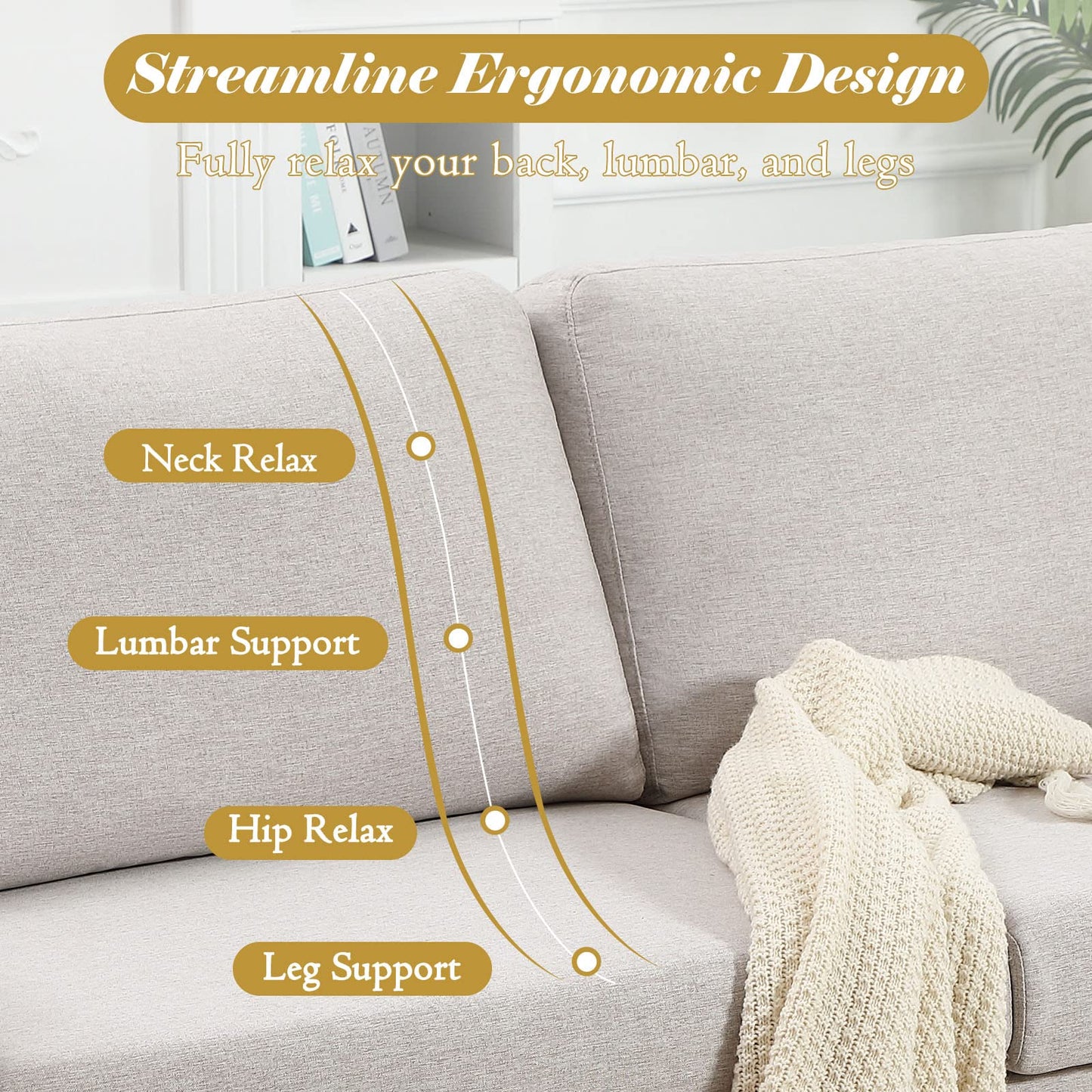 YODOLLA 79 Inch Sofa Couch for Living Room, Cream White