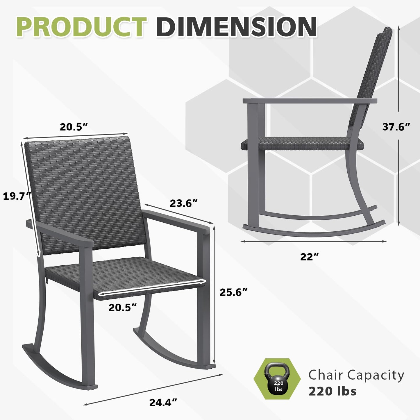 YODOLLA Outdoor Dining Set, Metal Frame Patio 2PCS(Chair+Side Table)