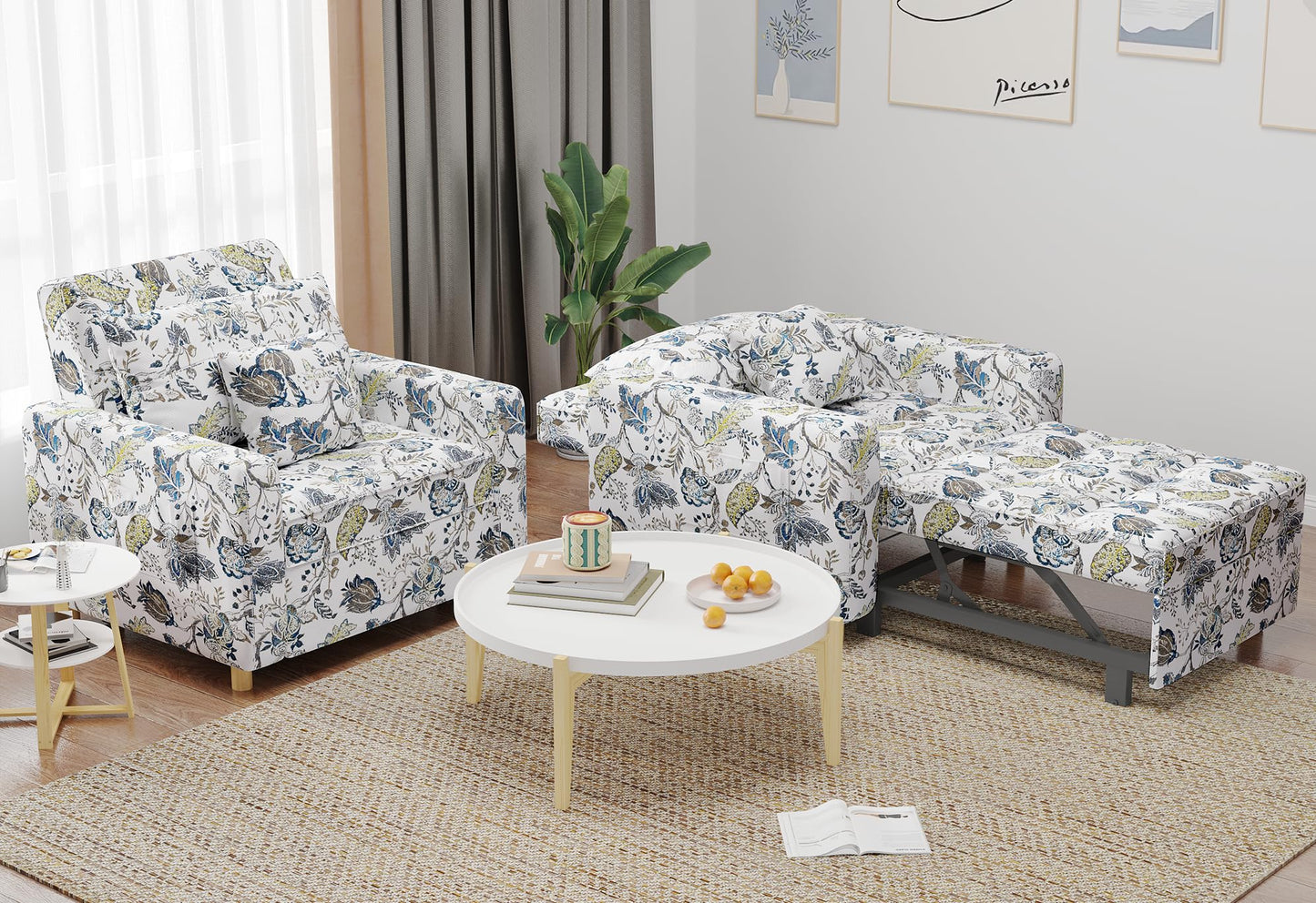 YODOLLA 36" Convertible Chair Bed, Floral