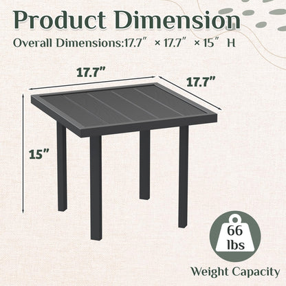 YODOLLA Outdoor Dining Set, Metal Frame Patio 2PCS (Vine Back Bench+Side Table)