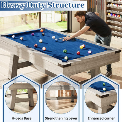 YODOLLA 7FT Pool Table with Wood Finish Billiard Tables with Cue Sticks Balls