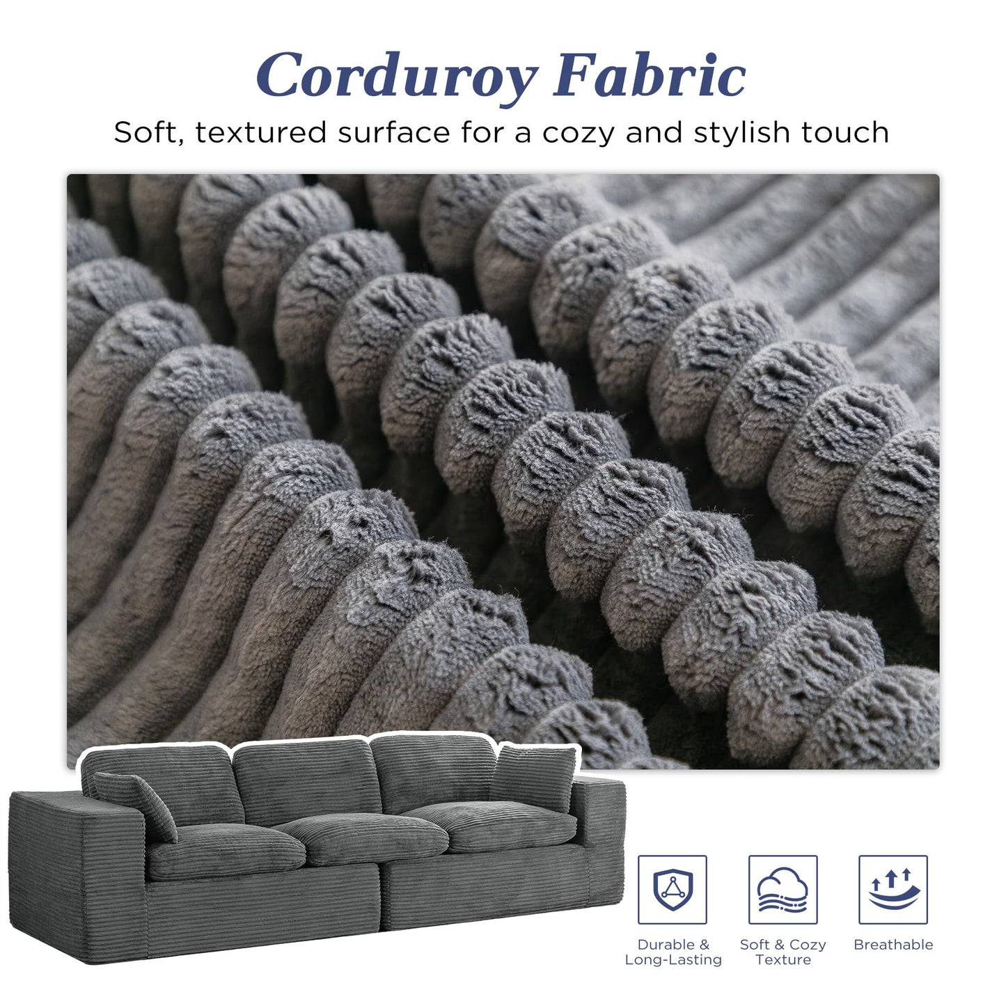 YODOLLA 110" Oversized Sofa Cloud Boneless Couch