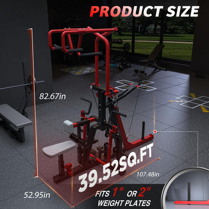YODOLLA 3-in-1 LAT Pull Down Scissor-Style feat Seated Row & Tricep Machine