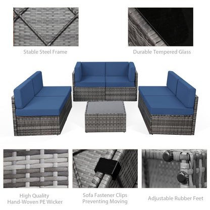 YODOLLA 7 Piece Outdoor Patio Furniture Set, Grey & Navy