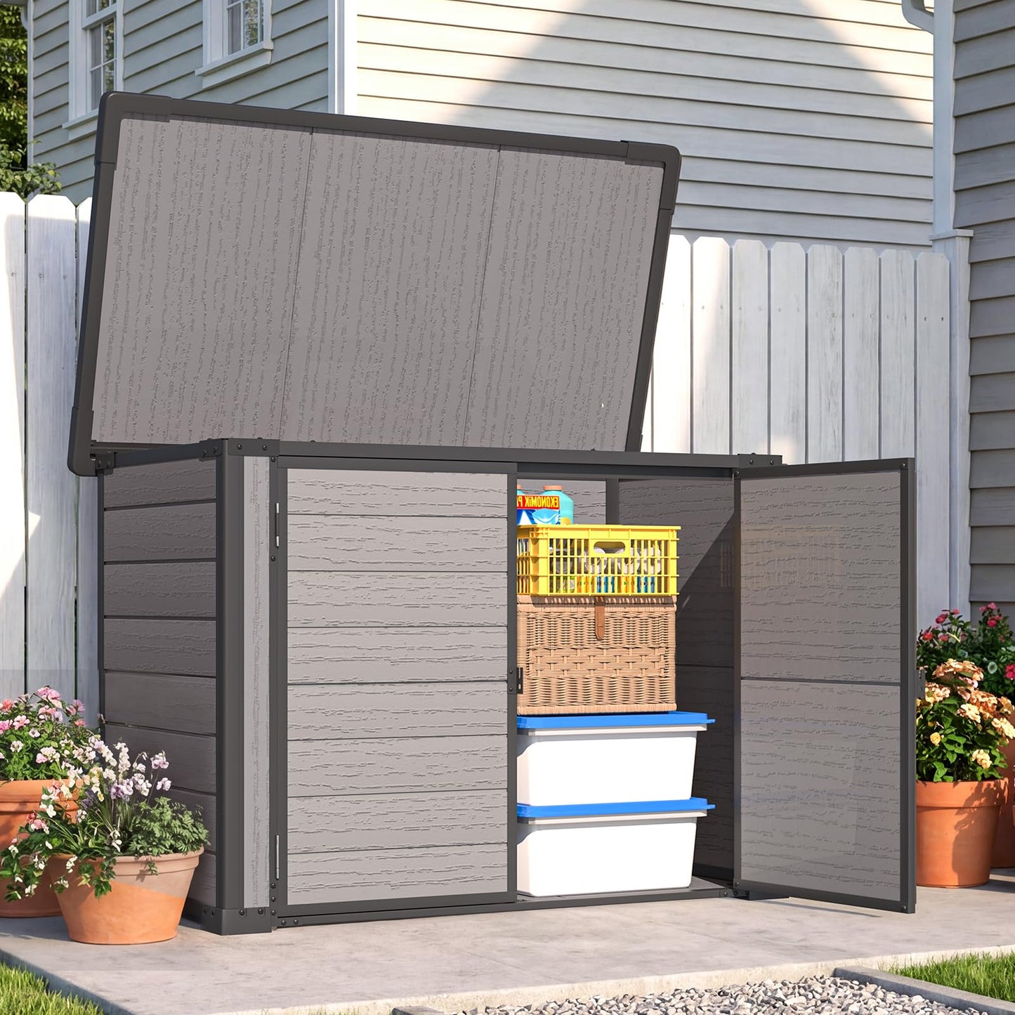 YODOLLA Resin Outdoor Storage Cabinet 23 Cu.Ft Box Weatherproof