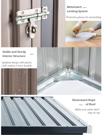 YODOLLA 5'x3' Outdoor Storage Shed, Gray