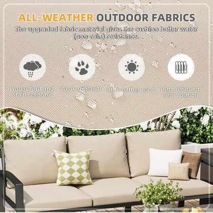 YODOLLA 6 Pieces Metal Patio Furniture Set, Beige