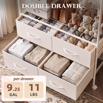 YODOLLA Rolling Clothes Rack with 4 Fabric Drawers, Portable Closet Organizer for Hanging Clothes