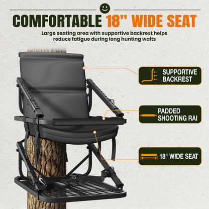 YODOLLA Ladder/Hang-on Tree Stand, Heavy-Duty Portable Steel Hunting Tree Stand