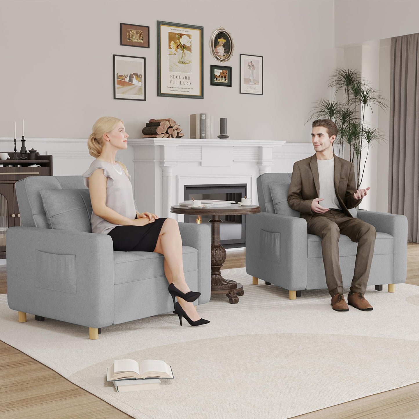 YODOLLA 36" Convertible Chair Bed, Gray