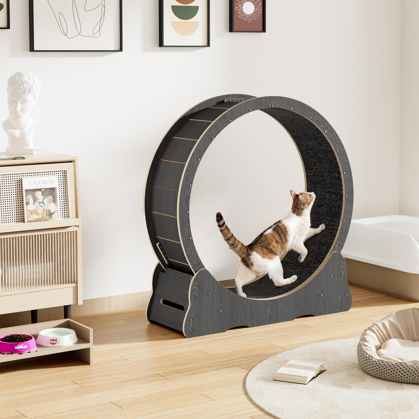 YODOLLA 35.8'' Cat Wheel Large Quiet Cat Treadmill, Black