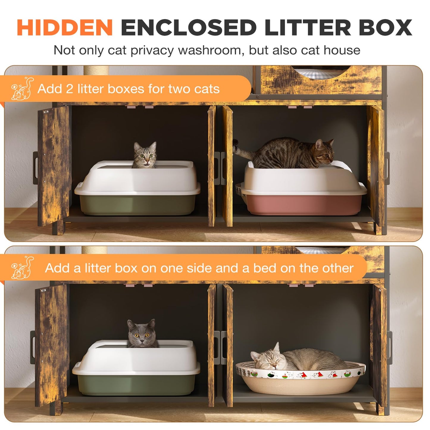 YODOLLA Cat Litter Box Enclosure with Scratching Post