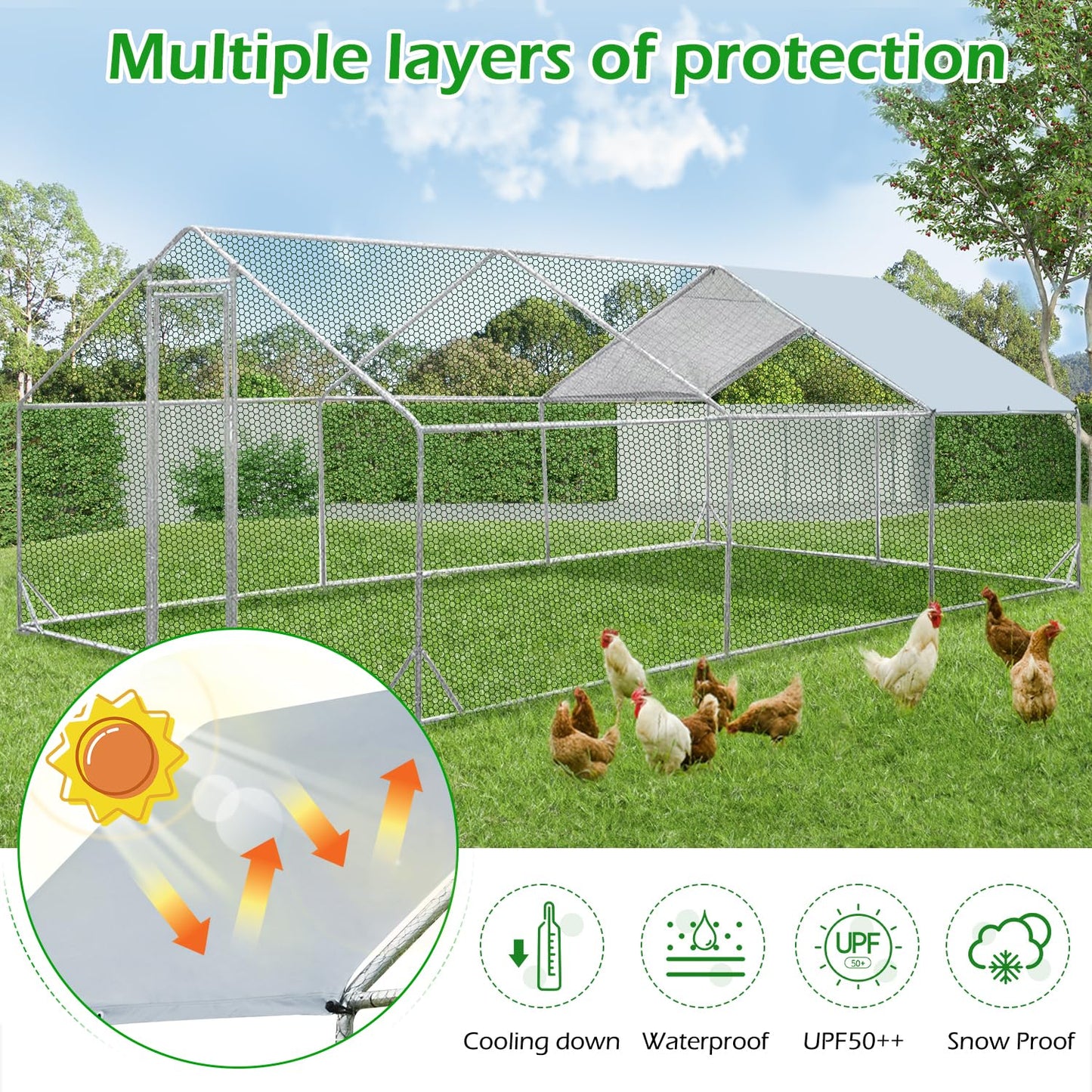YODOLLA durable metal poultry cage