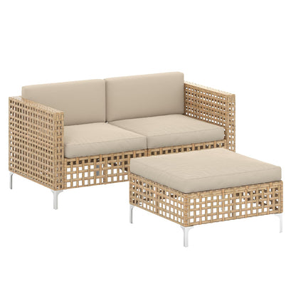 YODOLLA Outdoor Wicker Patio Furniture Sofa, Loveseat+Ottoman