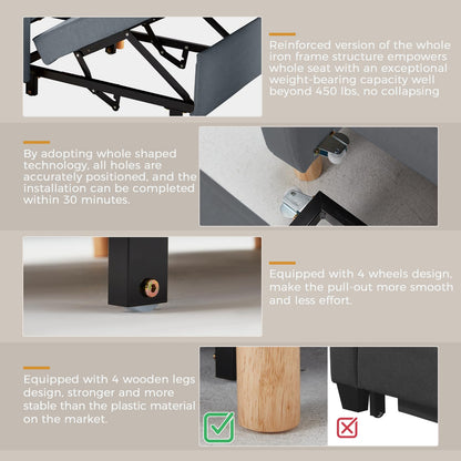 YODOLLA 3 in 1 Chair Bed Sleeper for Adults, Dark Gray