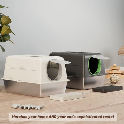 YODOLLA Extra Large Enclosed Stainless Steel Cat Litter Box Enclosure with Lid