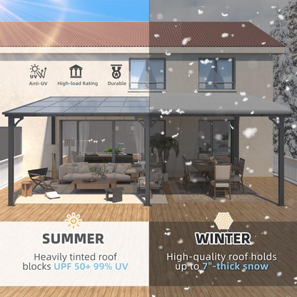 YODOLLA 18' x 8' Wall-Mounted Hard Top Lean-to Gazebo for Patio