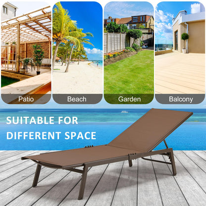 YODOLLA 4 PCS Curved Design Pool Lounge Chairs, Brown