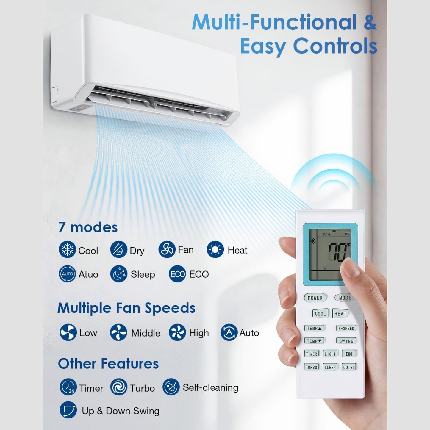 YODOLLA 12000 BTU Mini Split AC/Heating System, Wall Air Conditioner