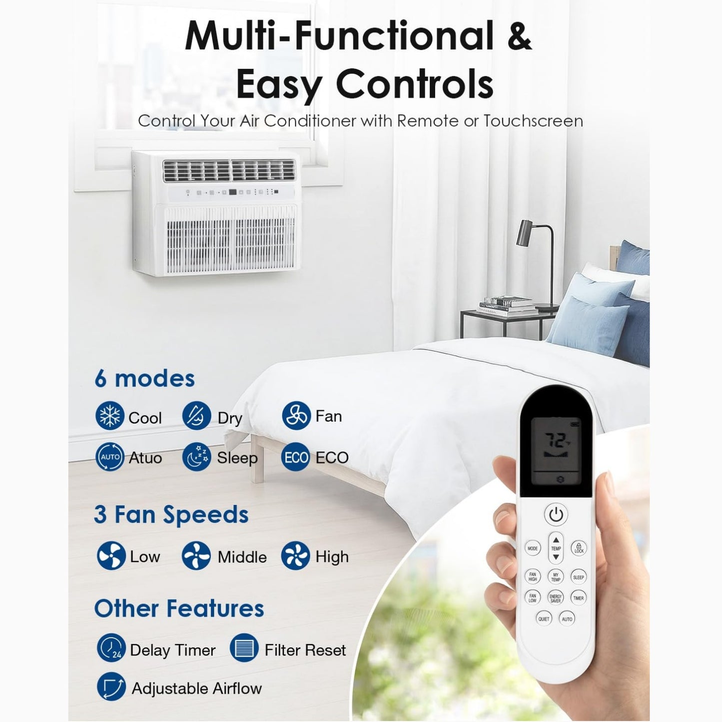 YODOLLA U-Shaped Window Air Conditioner, 10000 BTU AC Unit, Upgraded Front Panel +20% Airflow