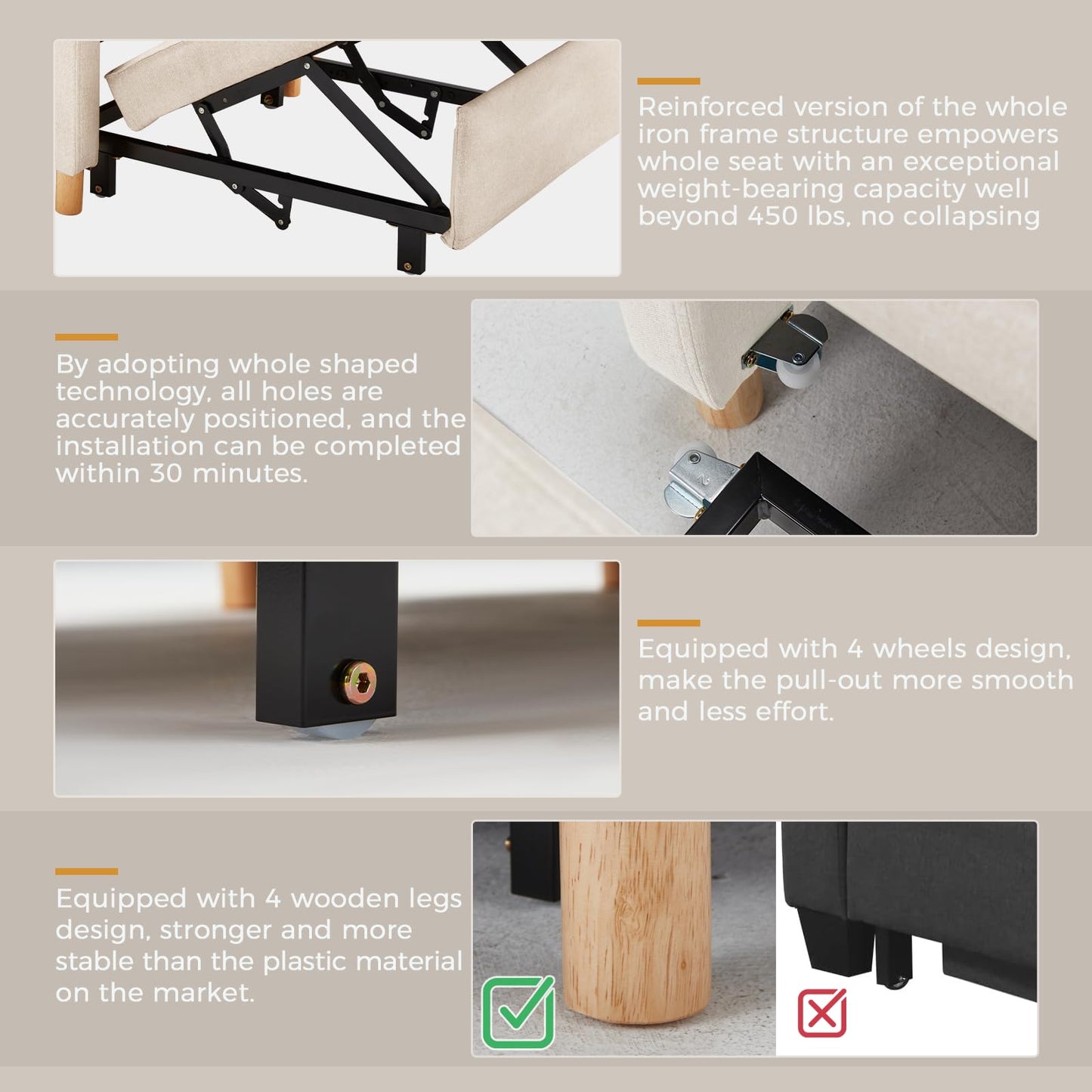 YODOLLA 3 in 1 Chair Bed Sleeper for Adults