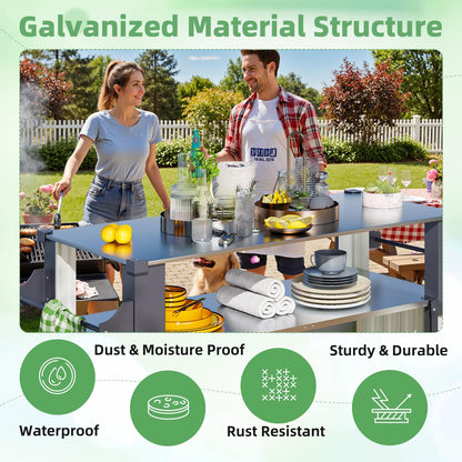 YODOLLA Outdoor Grill Table Cart Kitchen Island with Storage