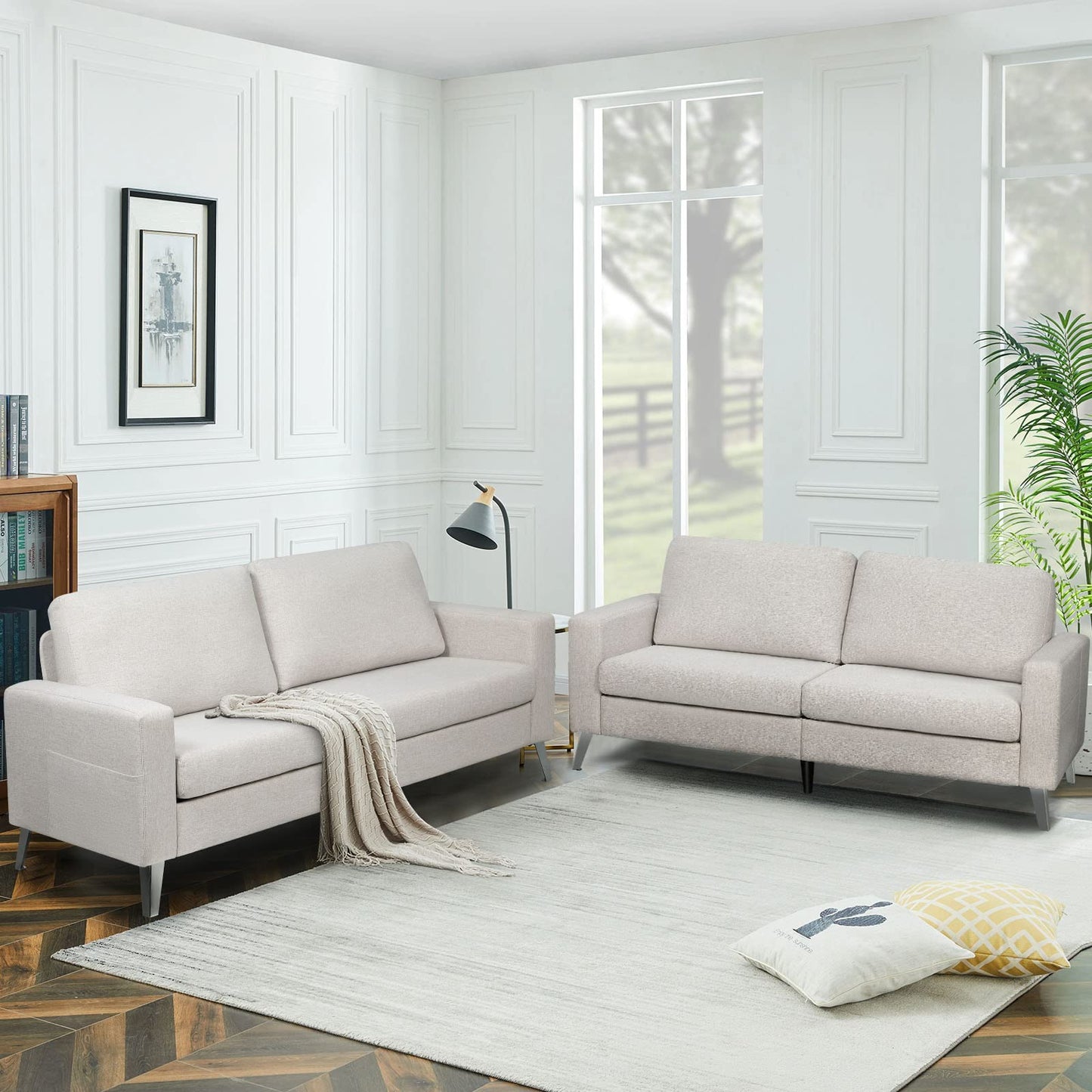 YODOLLA 79 Inch Sofa Couch for Living Room, Cream White