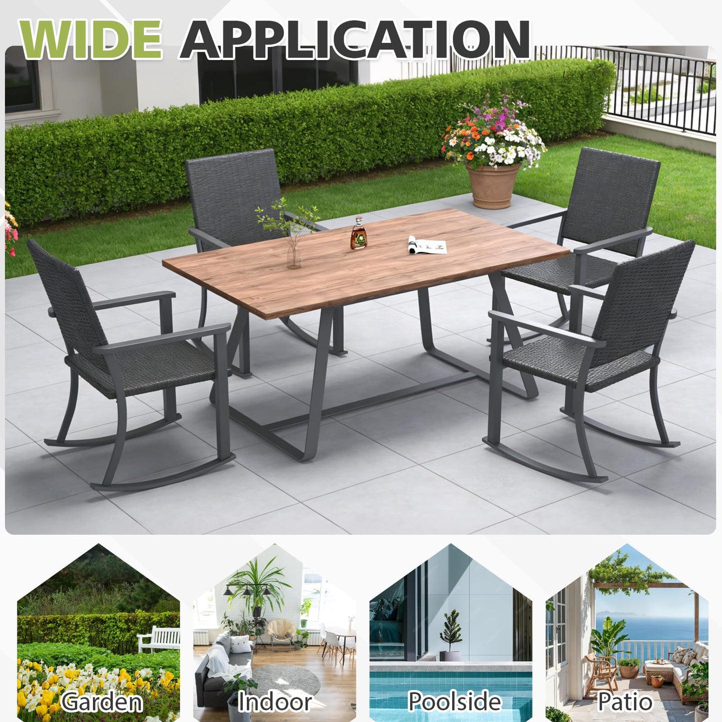 YODOLLA Outdoor Dining Set, Metal Frame Patio 3PCS (2 Chair+Side Table)