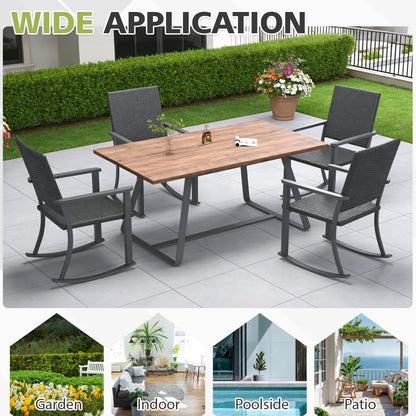 YODOLLA Outdoor Dining Set, Metal Frame Patio 3PCS (2 Chair+Side Table)