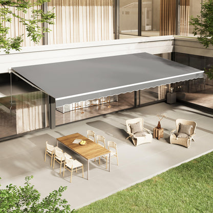 YODOLLA 12'×10' Manual Retractable Awning Sun Shade Patio Awning Cover