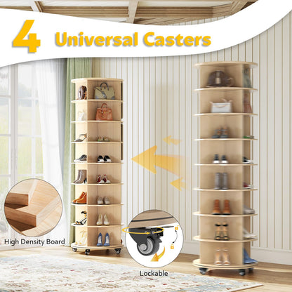 YODOLLA 8 Tier Rotating Shoe Rack Shoe Tower Organizer, Beige