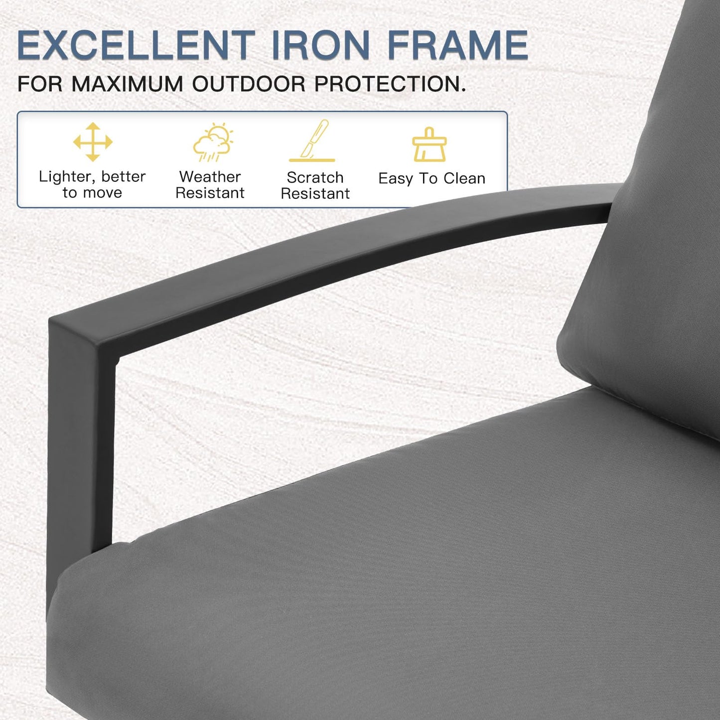 YODOLLA Outdoor Dining Sofa Set w/ Table, Grey