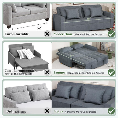 YODOLLA Comfortable 3-1 Convertible Sofa Bed, Dark Gray