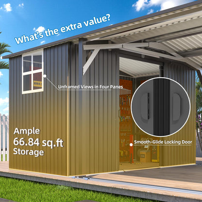 YODOLLA 12x22 Metal Carport with Storage Sheds