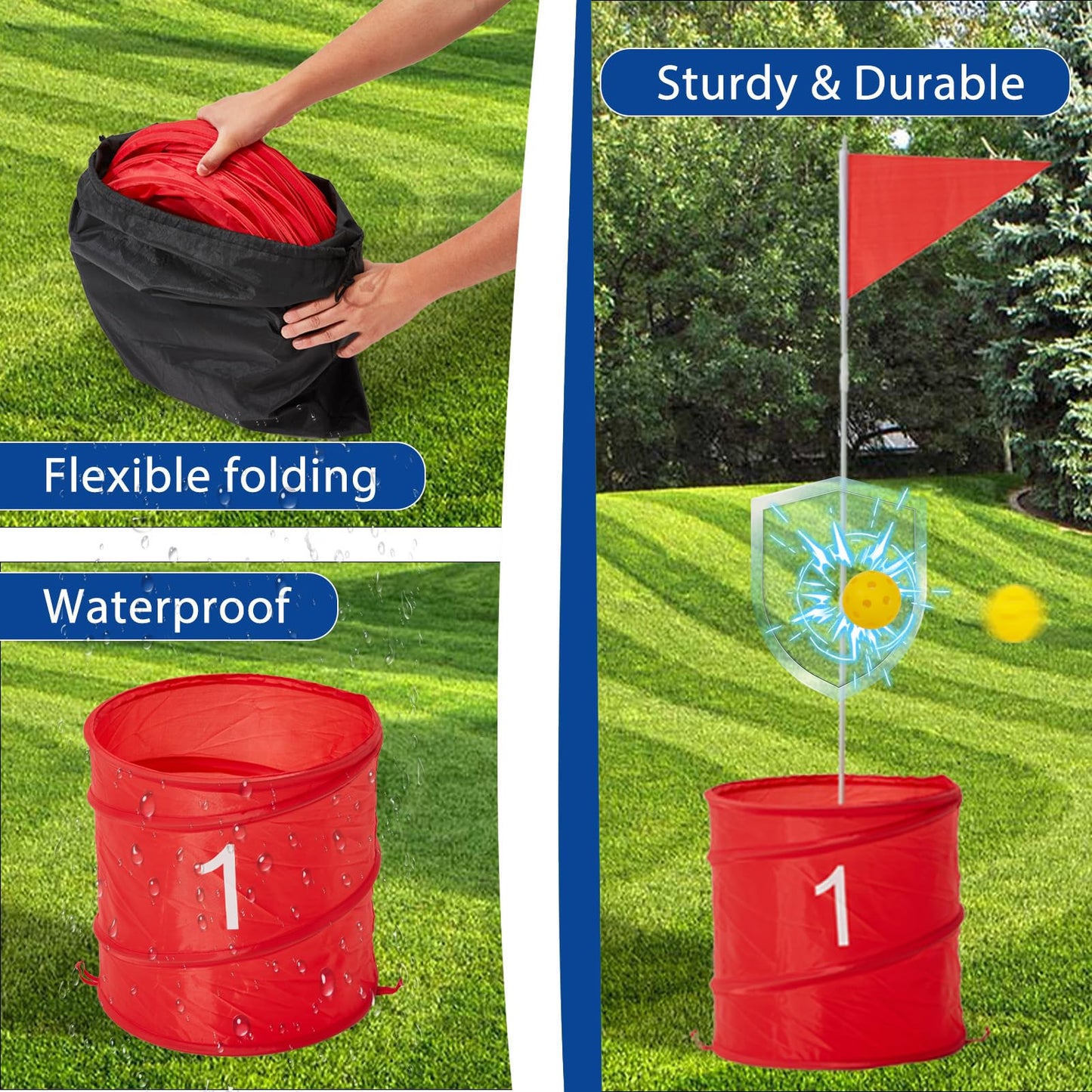 YODOLLA Bucket Yard Golf Game with Clubs 9 Hole Set Portable Low Tide Golf Game