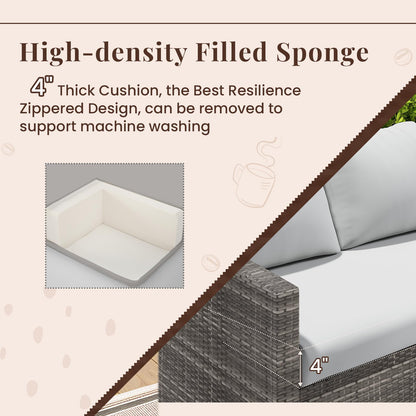 YODOLLA 7 Pieces Outdoor Wicker Rattan Dining Sofa Set, Light Grey